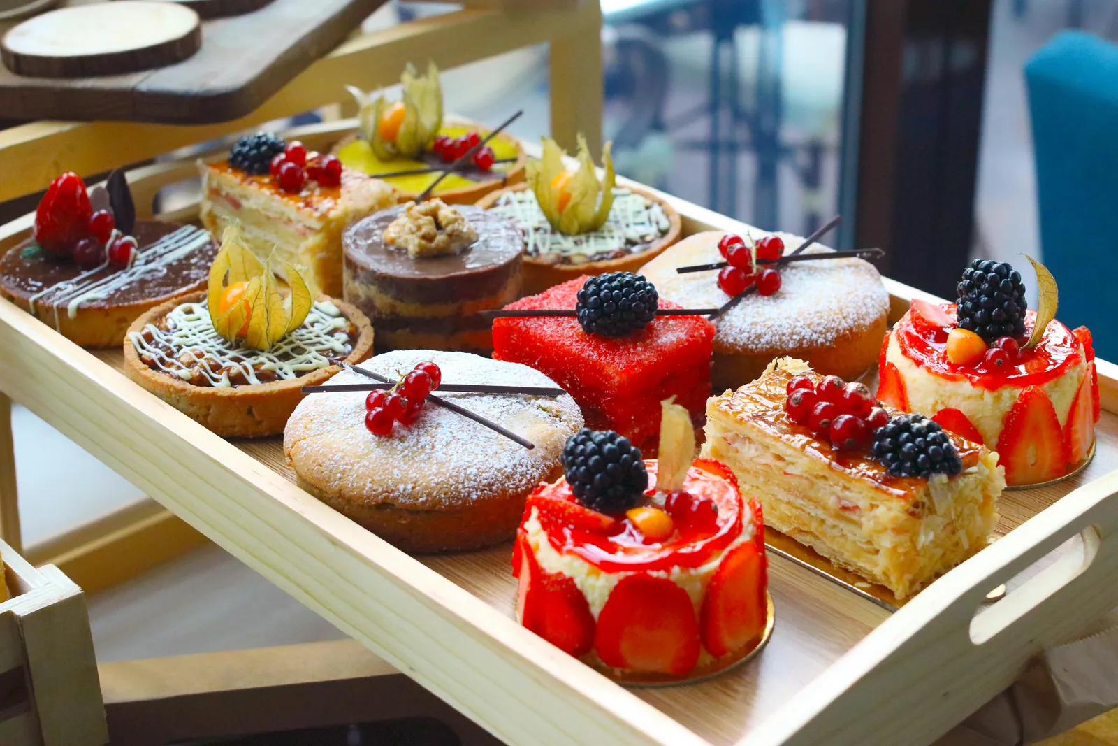 Dessert station with pastries and plated sweets