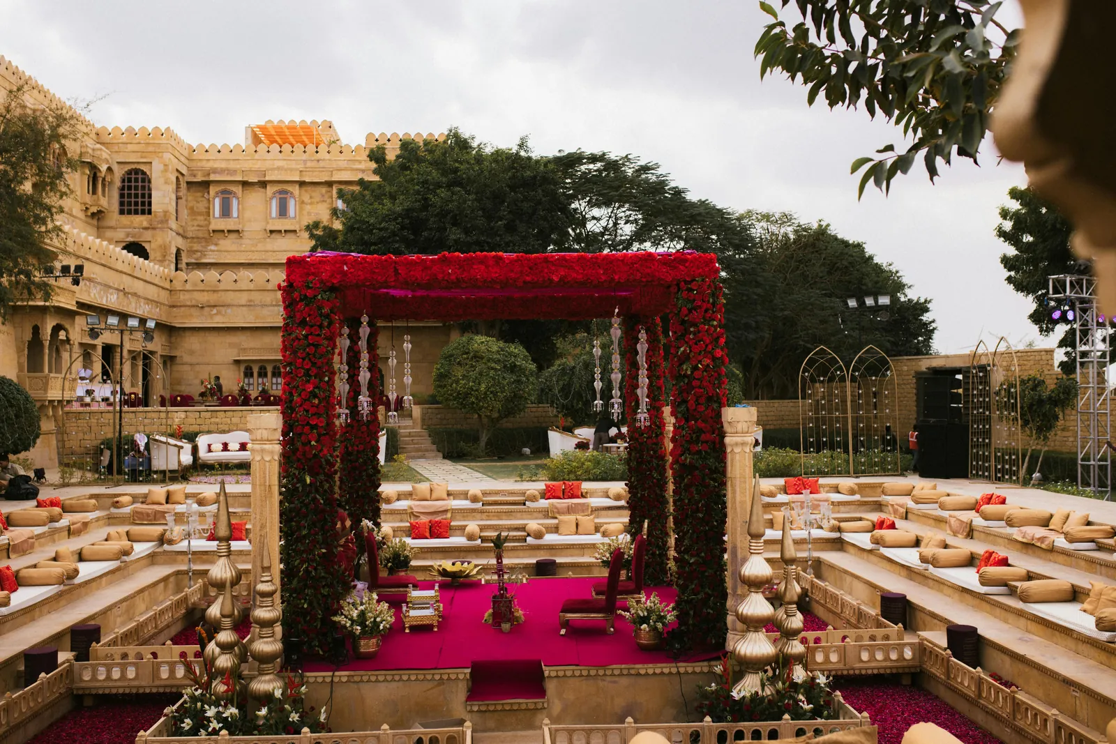 Outdoor lawn venue styled for a ceremony